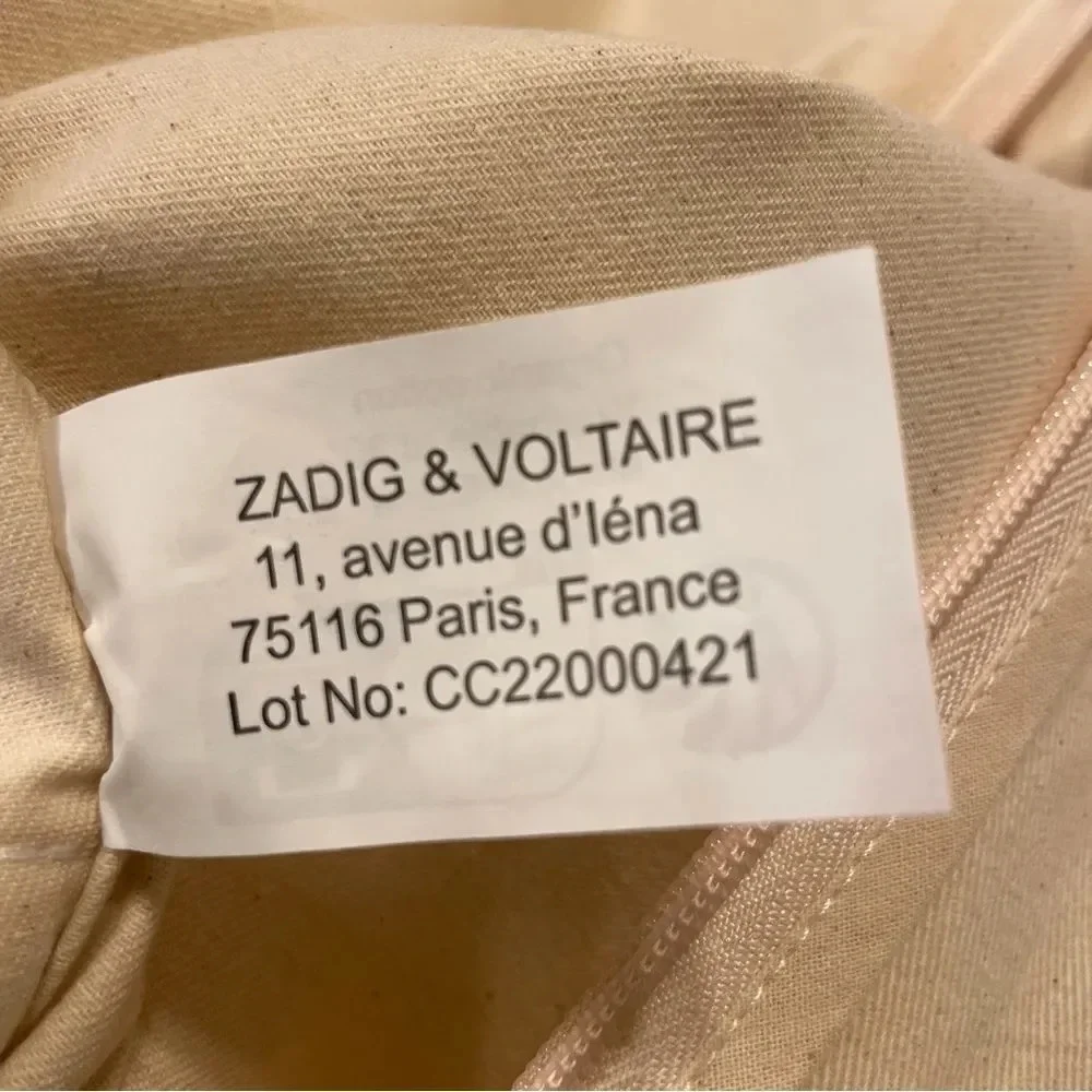 ZADIG & VOLTAIRE NWOT Organic Cotton Washable Garment Travel Bag